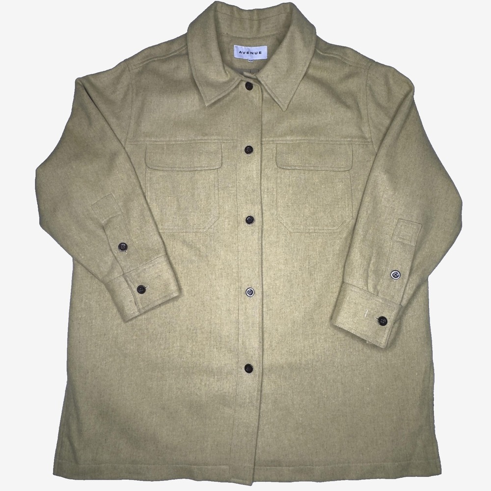 Avenue Womens 14/16 Wool Shirt Jacket Shacket Chartreuse Green Button Up Romania